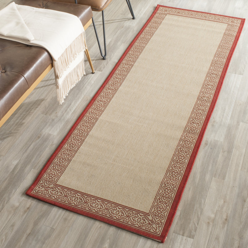 Charlton Home® Yaiza Border Tan/Red Indoor / Outdoor Area Rug & Reviews Wayfair
